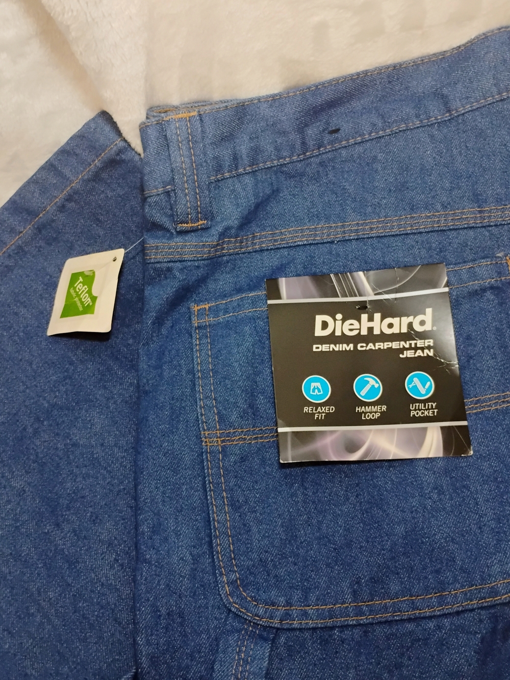 DieHard Mens 40x32 Denim Relaxed Carpenter Jeans Utility Workwear Pants Teflon T